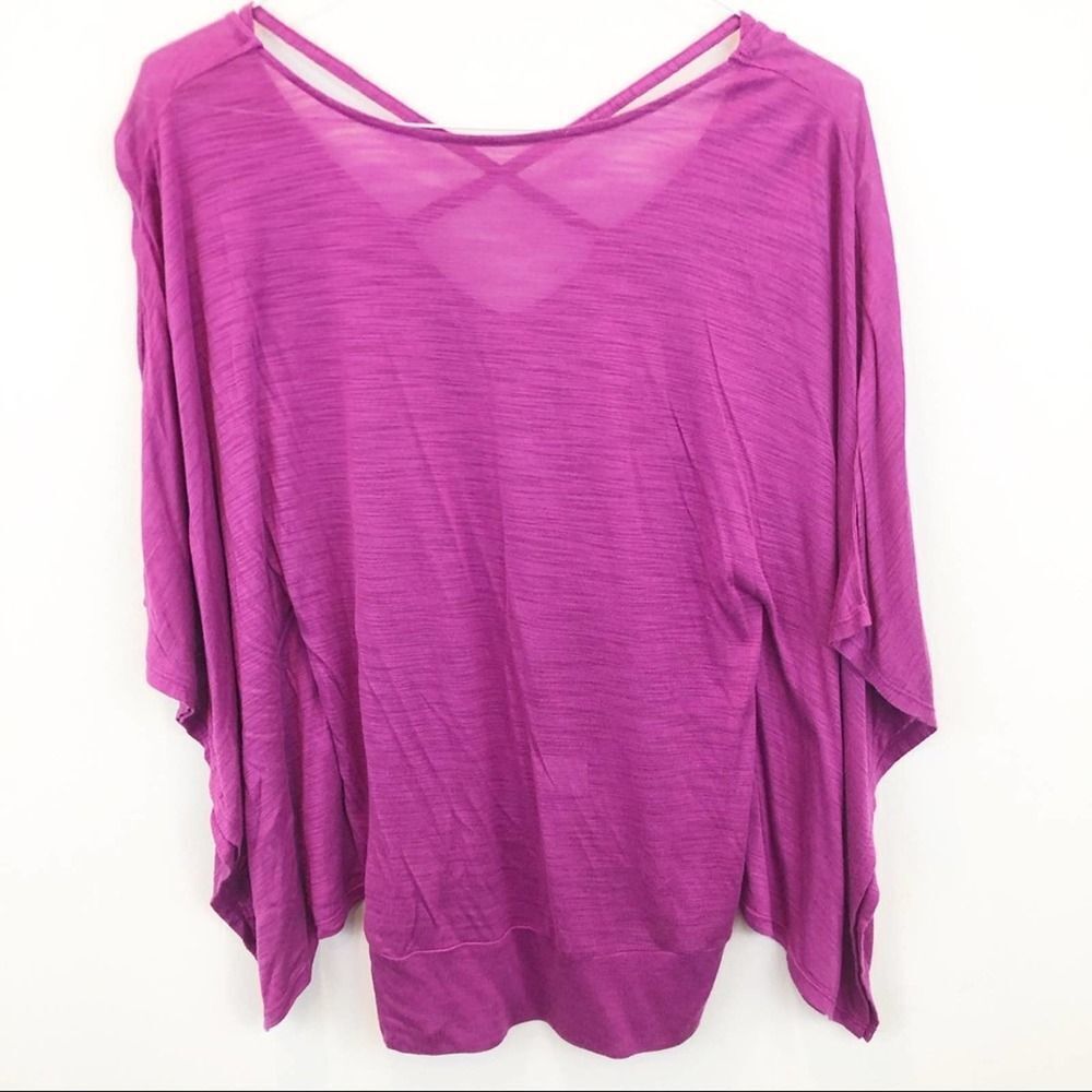 Caslon Magenta Bat Wing Criss Cross Back Top